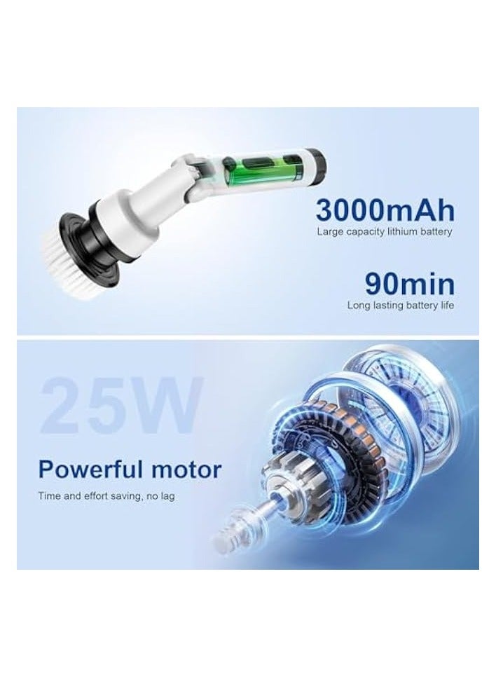 erorex Electric Spin Scrubber Rechargeable Cleaning Brush, 9 Replaceable Brush Heads, Adjustable Angle and Extension Arm, Cordless Electric Cleaning Brush for Cleaning Tile, Window, Floor, Tub, Car  - Image 1