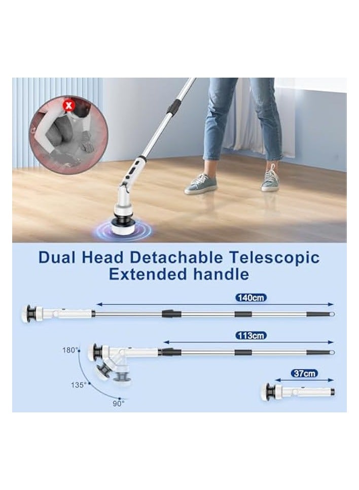 erorex Electric Spin Scrubber Rechargeable Cleaning Brush, 9 Replaceable Brush Heads, Adjustable Angle and Extension Arm, Cordless Electric Cleaning Brush for Cleaning Tile, Window, Floor, Tub, Car  - Image 3