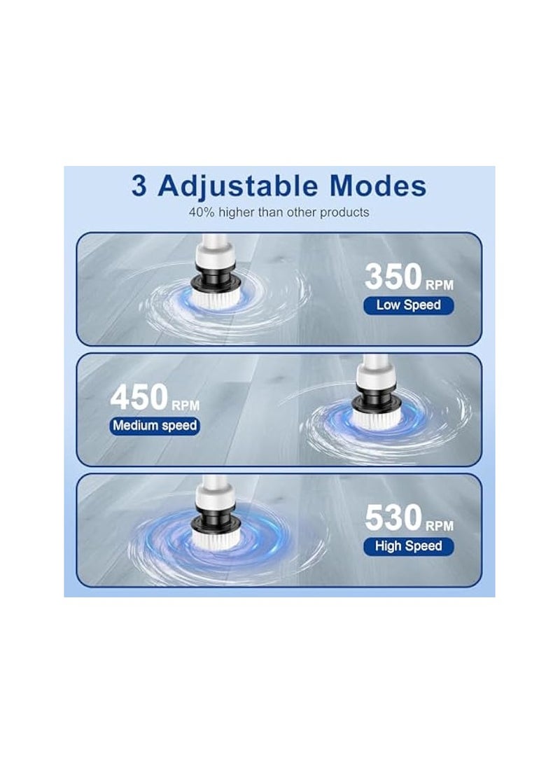 erorex Electric Spin Scrubber Rechargeable Cleaning Brush, 9 Replaceable Brush Heads, Adjustable Angle and Extension Arm, Cordless Electric Cleaning Brush for Cleaning Tile, Window, Floor, Tub, Car  - Image 4