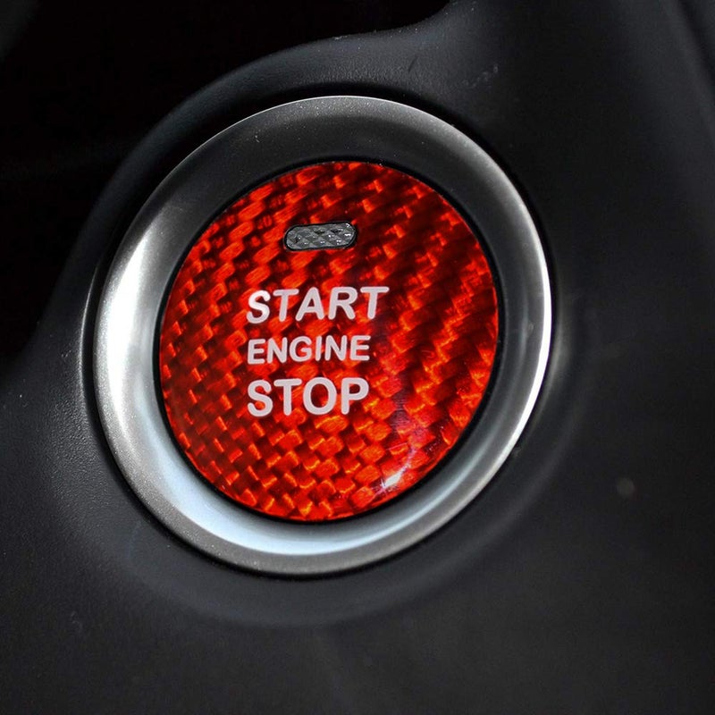 AIRSPEED Carbon Fiber Car Engine Start Button Cover Sticker Interior Trim for Mazda 3, 6, CX-3, CX-5, MX-5 Accessories (Red) - Image 1