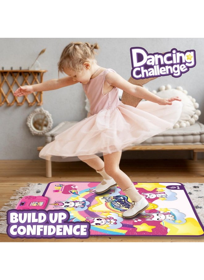 Atlasonix Dance Mat For Girls - Light Up Unicorn Pad With Led Lights, Adjustable Volume, Built-In Music - Christmas & Birthday Gifts For Kids - Fun Dancing Challenge Playmat For Kids 4-8 And 8-12  - Image 3