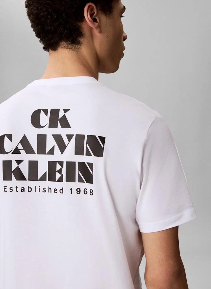 Calvin Klein Jeans Bright White Logo Graphic Crew Neck T-Shirt for Men | Best Price UAE