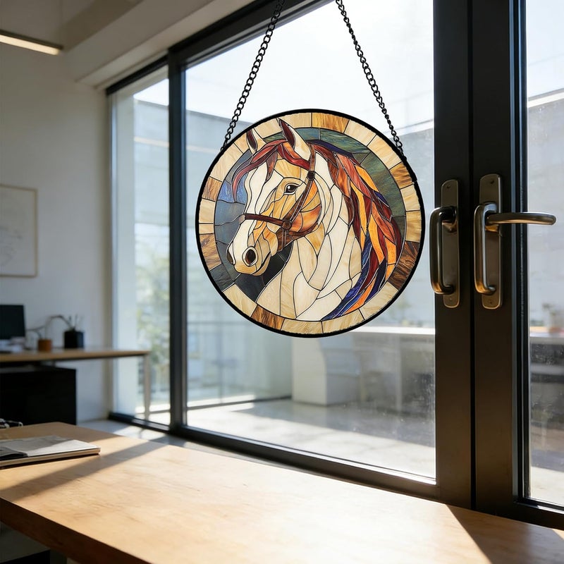 DASTOLL Stained Glass Window Hanging, Animal Horse Colored Mane Sun Catchers Glass Panel Cool Suncatcher Decor for Birthday for Women, Men, Wife, Aunt, and Mom 7.8 in - Image 5