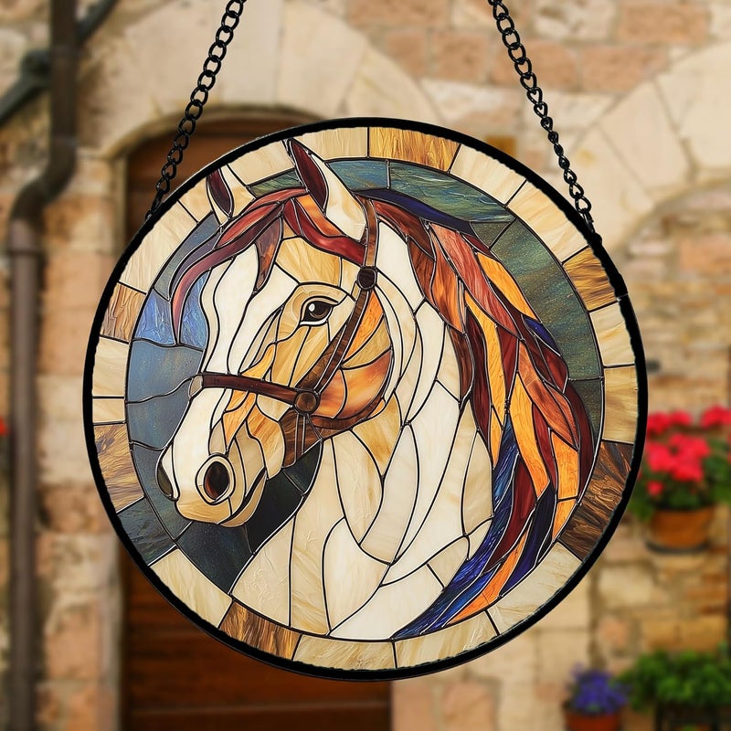 DASTOLL Stained Glass Window Hanging, Animal Horse Colored Mane Sun Catchers Glass Panel Cool Suncatcher Decor for Birthday for Women, Men, Wife, Aunt, and Mom 7.8 in - Image 4