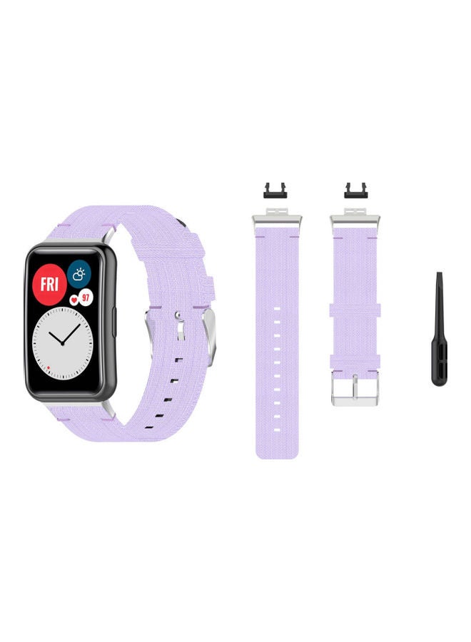 Perfii Buckle Nylon Replacement Band For Huawei Watch Light Purple - Image 2