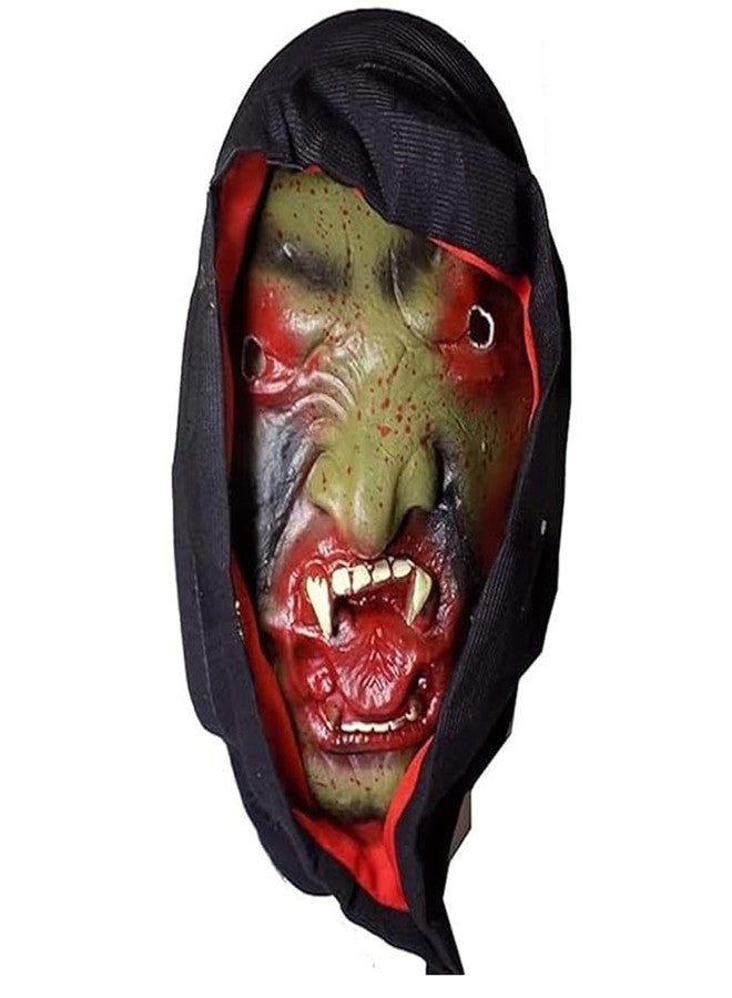 brown leaf Fancy Bhoot Face Mask with Gloves - Full Head Cover Scary Cloth Mask for Halloween Horror Party (Style 4) - Image 2