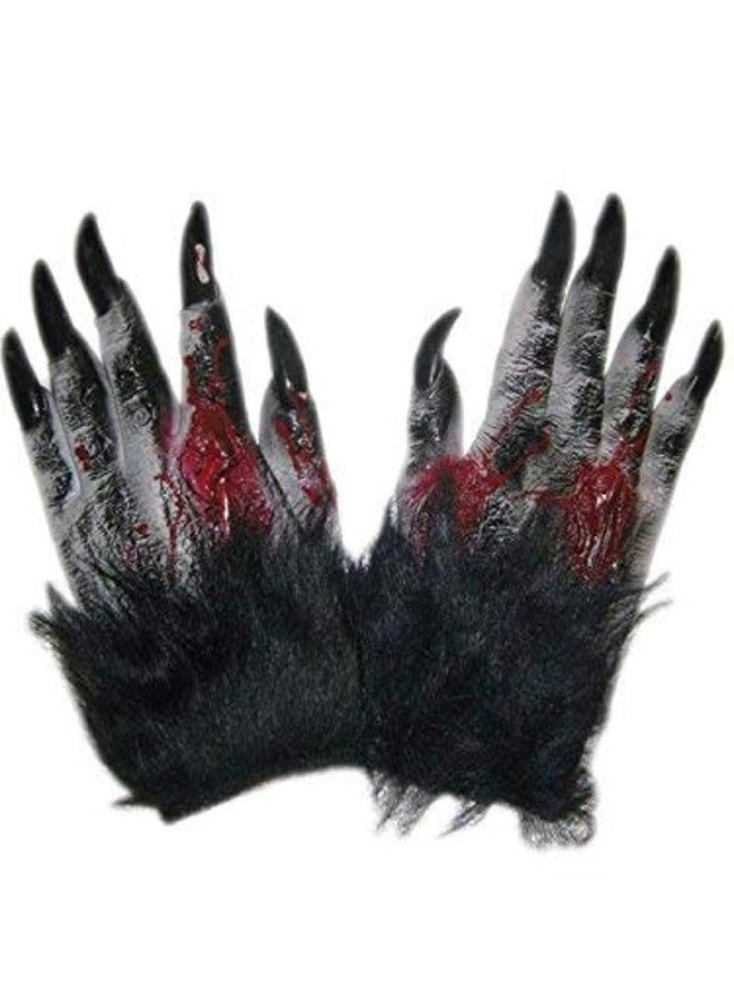 brown leaf Fancy Bhoot Face Mask with Gloves - Full Head Cover Scary Cloth Mask for Halloween Horror Party (Style 4) - Image 4