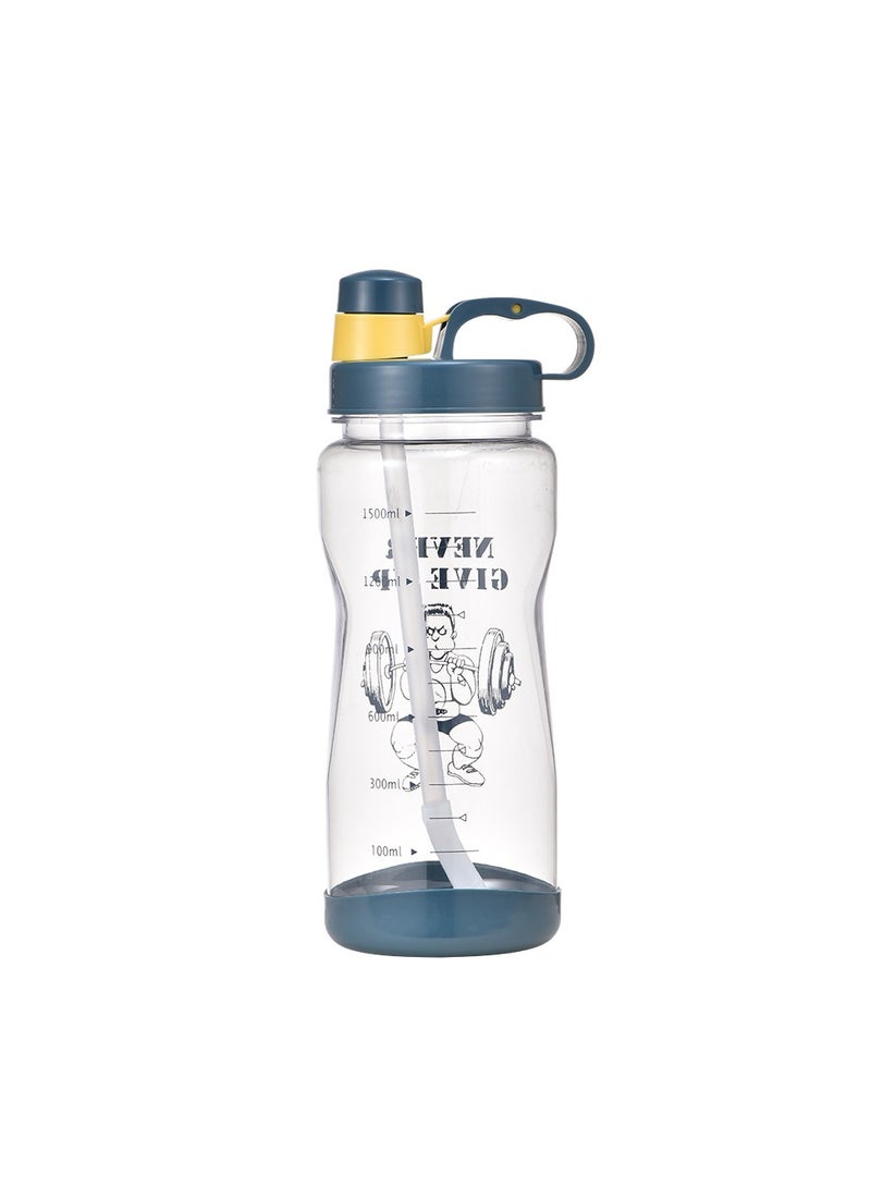 ALCOACH Water Bottle with Straw 1 L – Reusable Kids 1L – BPA Free & Recyclable Plastic – For School Nursery Sports Picnic  - Image 2