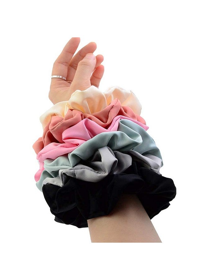 Simnice Oversized Blush Theme Large Hair Scrunchies Satin Elastics Scrunchy Bobbles Soft Hair Bands Hair Ties Hair Accessories Scrunchies For Girls Women，6 Colors - Image 1