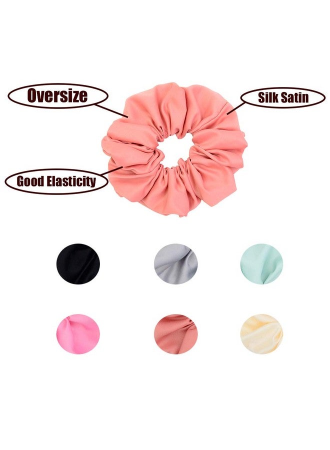 Simnice Oversized Blush Theme Large Hair Scrunchies Satin Elastics Scrunchy Bobbles Soft Hair Bands Hair Ties Hair Accessories Scrunchies For Girls Women，6 Colors - Image 4