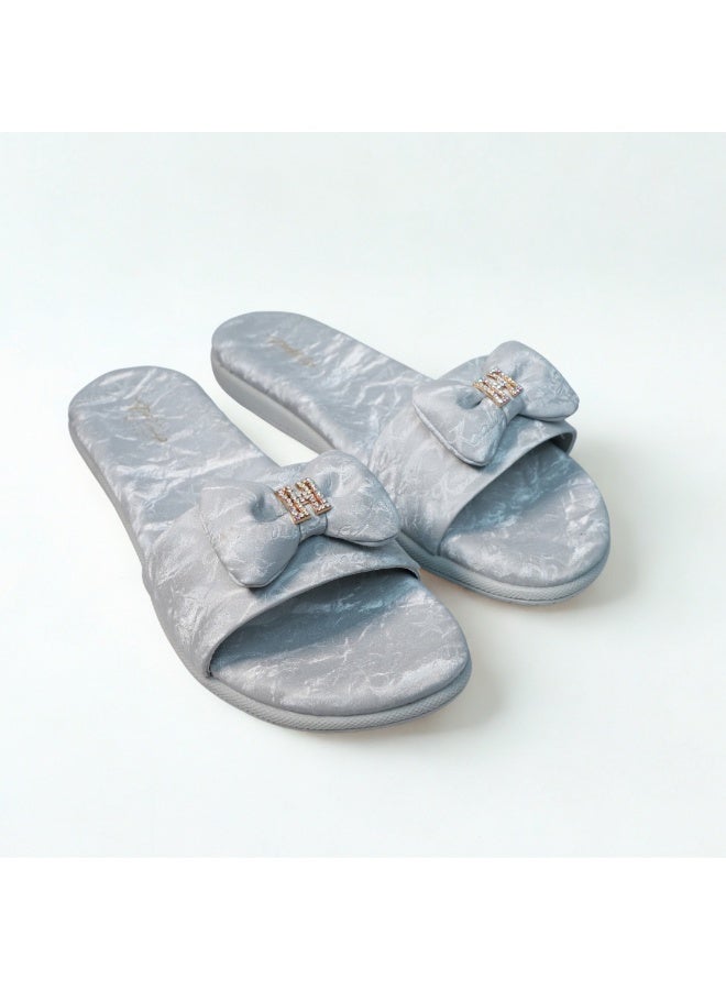 Women’s Stylish Flat Slip-On Sandals with Bow Detail - Image 1