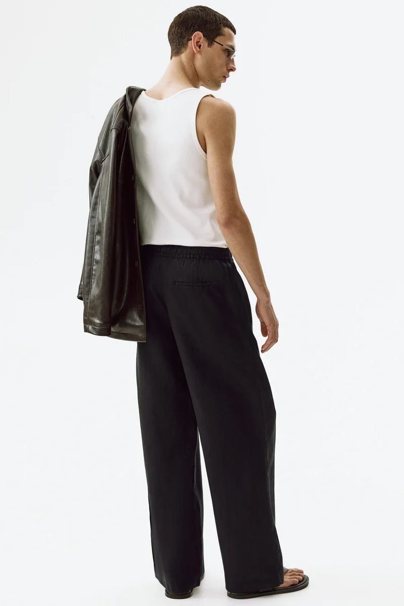 H&M  Loose Fit Linen trousers for Men | Best Price UAE