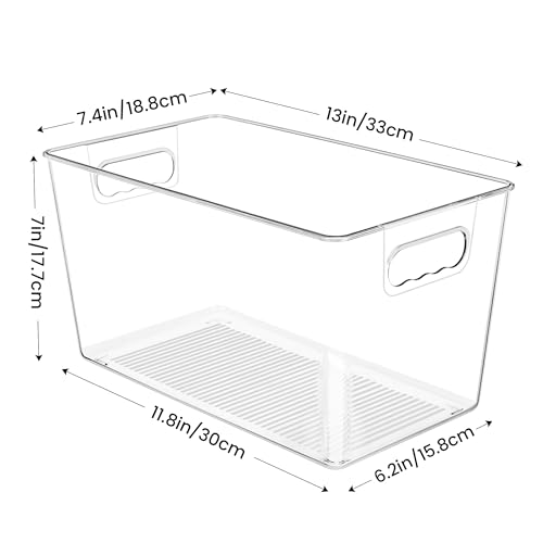 YIHONG Clear Plastic Storage Bins, 4 Pack Pantry Organizer Bins with Handle for Kitchen, Freezer,Cabinet,Closet Organization and Storage(XL) - Image 3