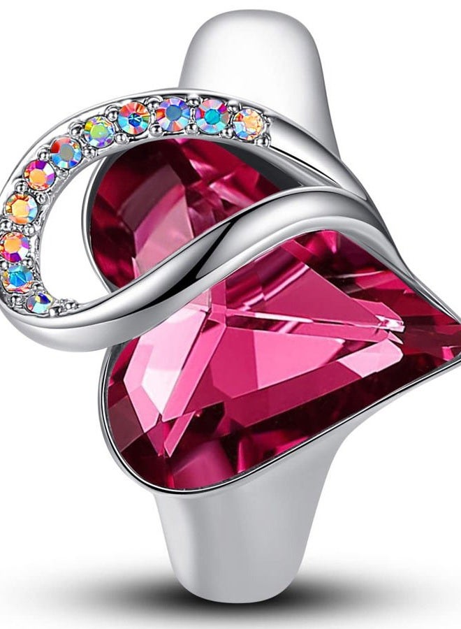 Leafael Infinity Love Women's Adjustable Heart Ring Hot Pink October Birthstone Jewelry Gifts for Women, Silver-tone, Open End, Size 6.5-8 - Image 1