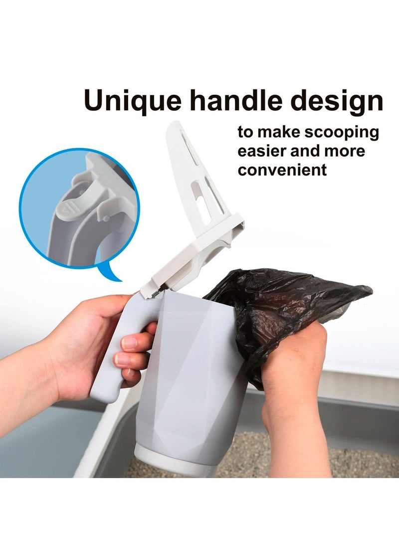 SYOSI Cat Litter Scooper, 3 in 1 Cat Litter Scoop with Waste Can and 150 Refill Bags, Portable Integrated Large Capacity Cat Litter Scooper with Sifting - Image 3