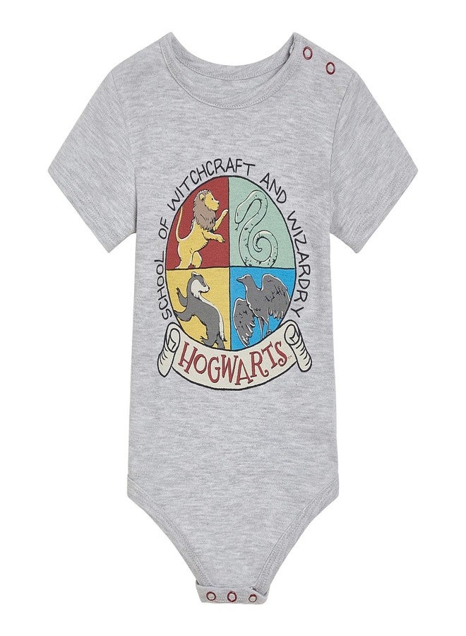 Harry Potter Infant Baby Boys Bodysuit, Shorts and Shoes 3 Piece Outfit Set Logo Gray/Maroon 12 Months - Image 4
