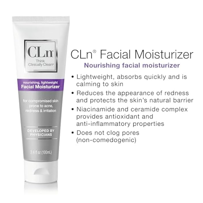 CLn® Facial Moisturizer - Soothes & Calms Skin, Helps Reduce Appearance of Redness, Locks in Moisture without Clogging Pores, Dermatologist & Clinically Tested, 3.4 oz. - Image 4