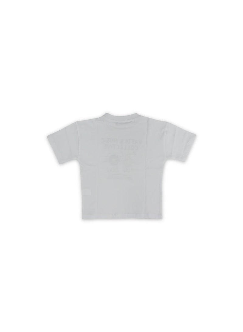 Pompelo Boys Cotton T-Shirt – White with "Pasta & Music Collective" Print - Image 2