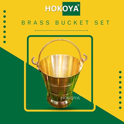 HOKOYA Brass Bucket for Puja 5 Litre Water Capacity | Available in 3 Sizes | Pital Bucket for Puja or Storing Water Or Serving Food Capacity: 5 litres - Image 2