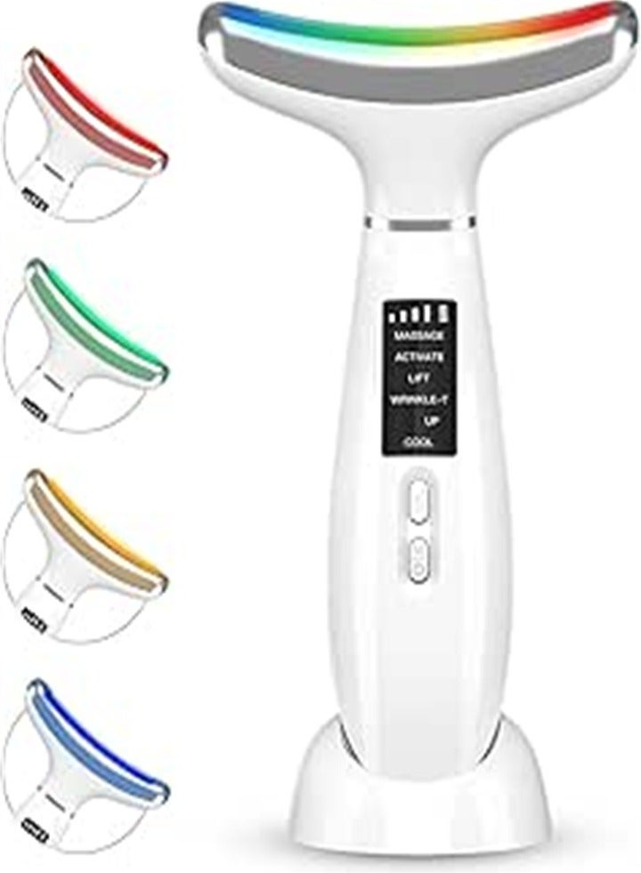 Anti-aging facial massager for face and neck with red light therapy, cooling and heat functions for skin care, lifting, firming and smoothing (white) - Image 1