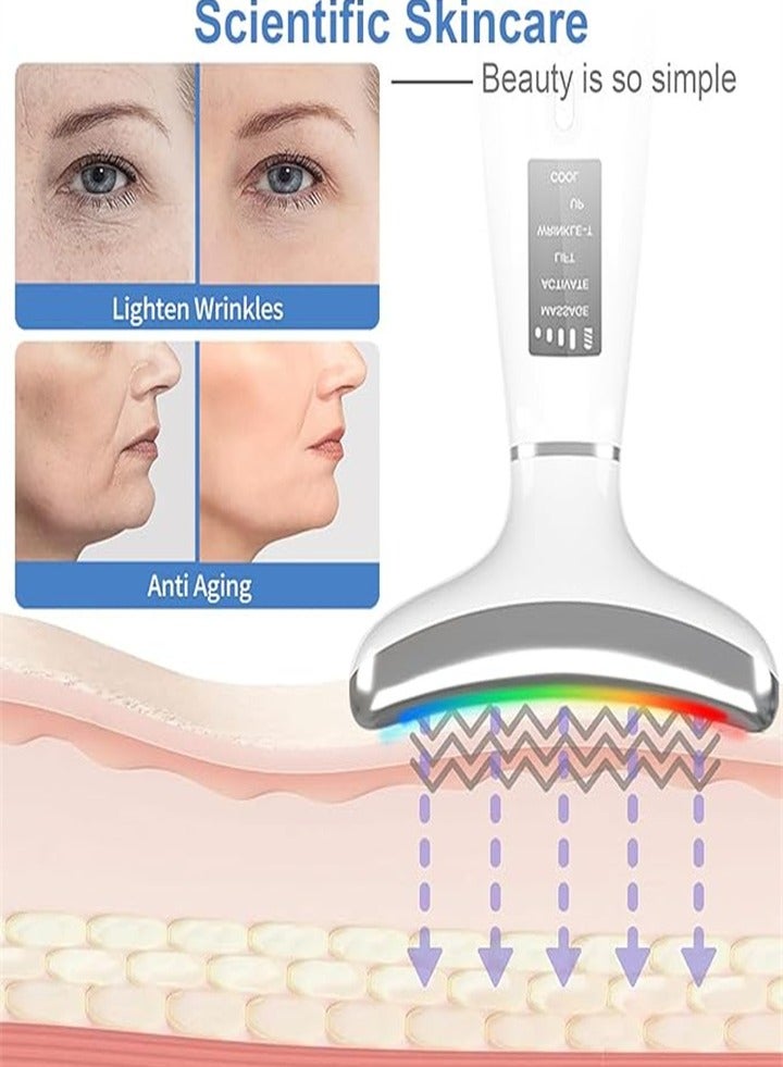 Anti-aging facial massager for face and neck with red light therapy, cooling and heat functions for skin care, lifting, firming and smoothing (white) - Image 4