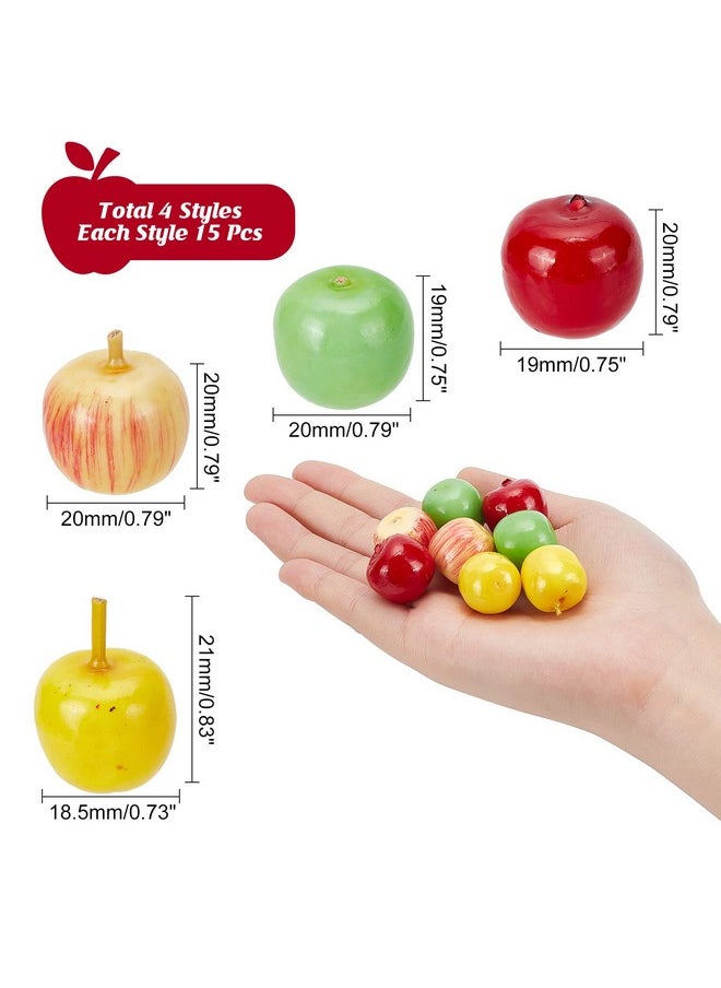 CHGCRAFT - 60Pcs 4 Styles Foam Fruit Artificial Mini Apple, Fake Apple For Home Kitchen Photography Party Decoration, 19-21Mm - Image 1