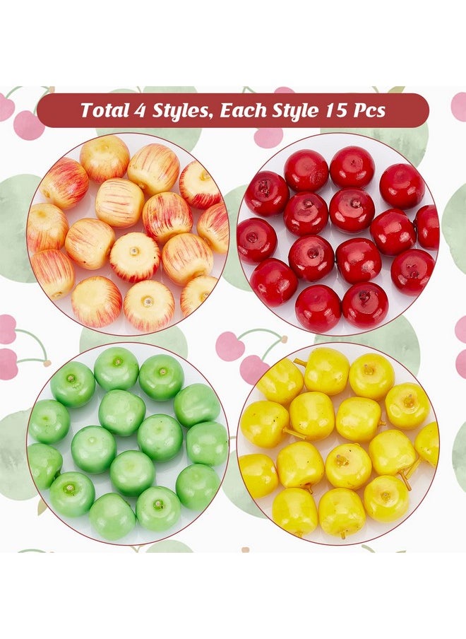 CHGCRAFT - 60Pcs 4 Styles Foam Fruit Artificial Mini Apple, Fake Apple For Home Kitchen Photography Party Decoration, 19-21Mm - Image 1