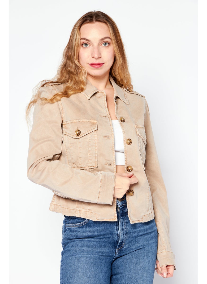 Women Plain Jacket Shirt, Beige - pzsku/Z47E1687A570B50152108Z/45/_/1737642399/c872c80f-8a70-4186-b8f3-5cde6a022872