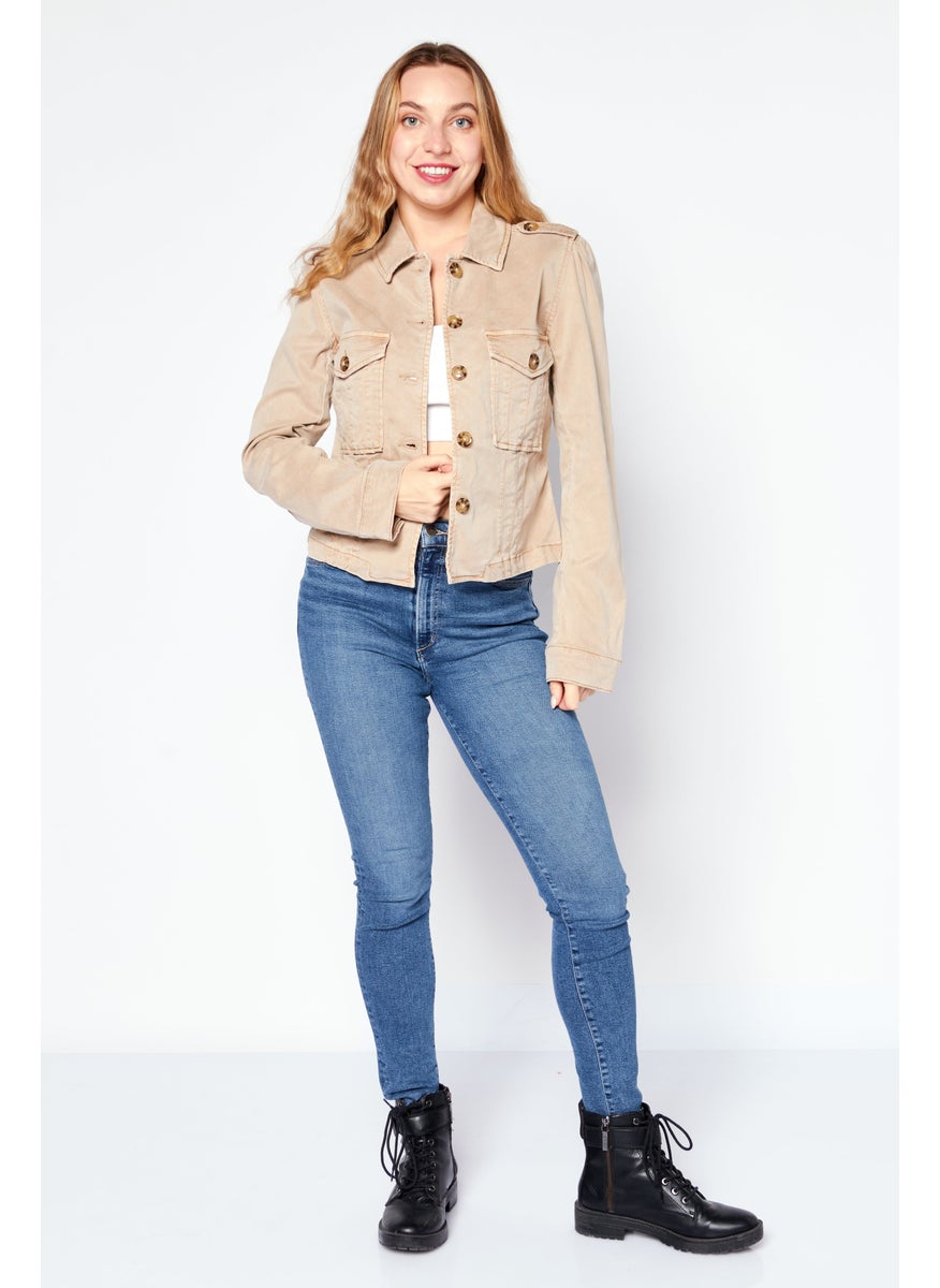 Women Plain Jacket Shirt, Beige - pzsku/Z47E1687A570B50152108Z/45/_/1738591967/86541f42-1955-4275-ab23-1ce9824baf4c