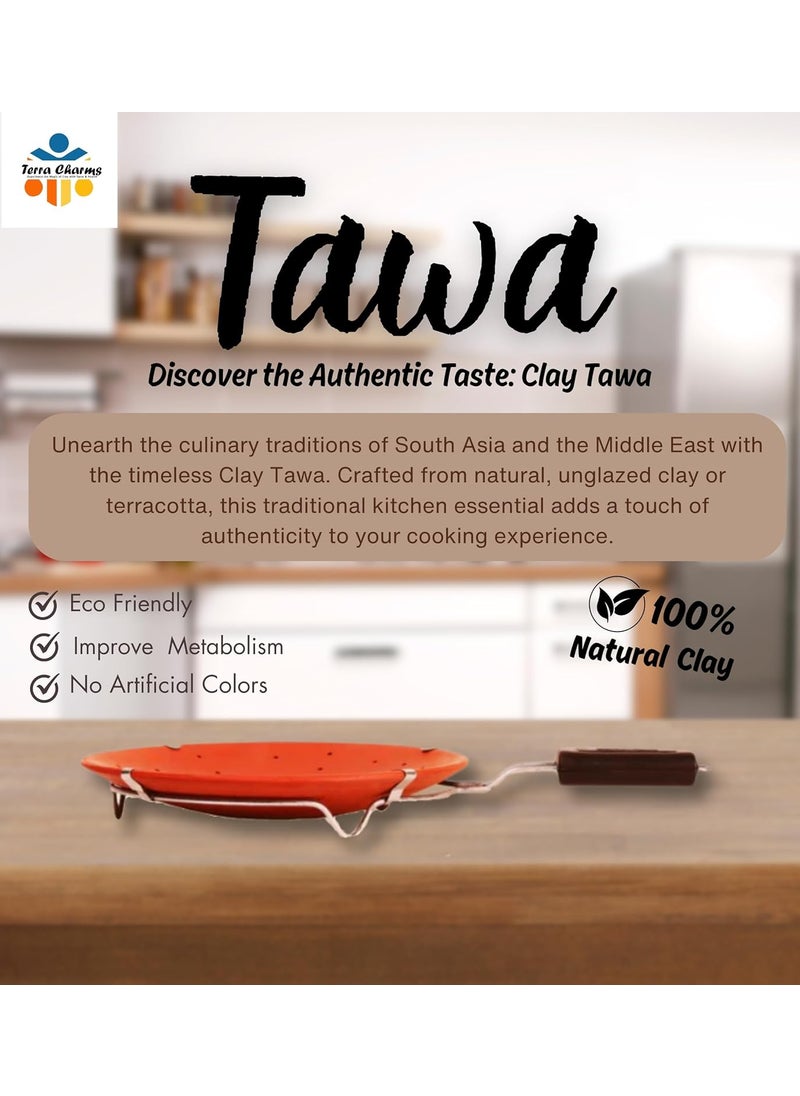 Terra Charms Terra Charms Tawa Hole Roti with Stand Mitti Ke Tawa Handmade Mitti Terracotta Clay Tawa for Making RotiChapatti 10 Inches paratha Tawa  - Image 2