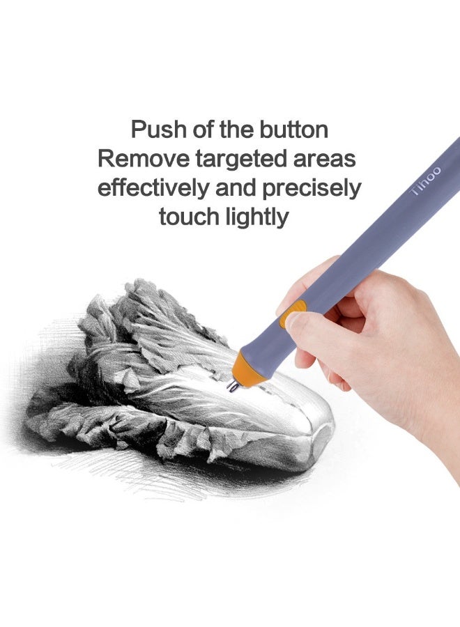 Keep Smiling Electric Eraser Kit with 2 Eraser Sizes (2.3mm & 5mm) and Refills – Battery Operated Precision Eraser for Artists, Sketching, and Drafting (Grey/Yellow) - Image 5