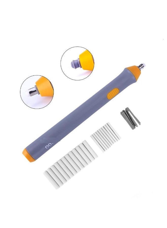 Keep Smiling Electric Eraser Kit with 2 Eraser Sizes (2.3mm & 5mm) and Refills – Battery Operated Precision Eraser for Artists, Sketching, and Drafting (Grey/Yellow) - Image 4