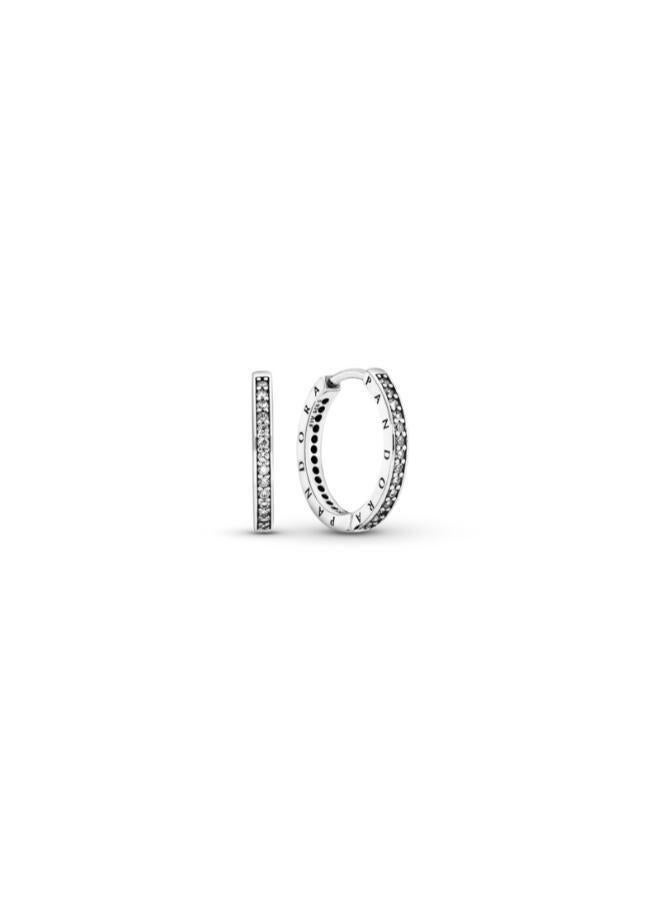 PANDORA Sparkle & Pandora Logo Hoop Earrings - Image 1