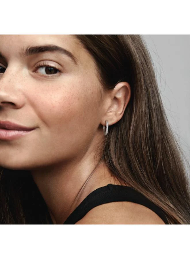 PANDORA Sparkle & Pandora Logo Hoop Earrings