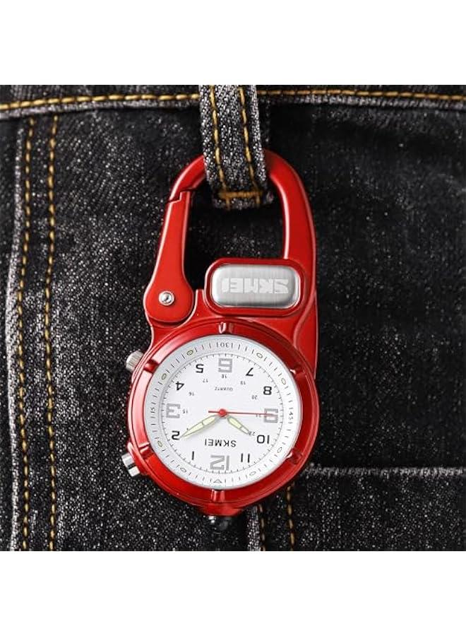 Clip On Watch Pocket Carabiner Watches with Flashlight Second Hand Nursing Unisex Backpack Buckle Belt Portable Watch Use for Field Work Climbing Hiking Outdoor Activities Sports  - Image 4