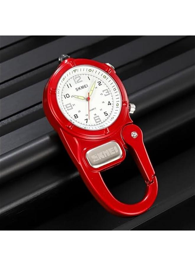 Clip On Watch Pocket Carabiner Watches with Flashlight Second Hand Nursing Unisex Backpack Buckle Belt Portable Watch Use for Field Work Climbing Hiking Outdoor Activities Sports  - Image 5