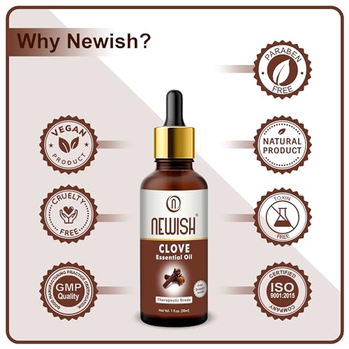 Newish Clove Oil 100% Pure & Natural, Undiluted, Best use Clove oil for Teeth Pain, Skin, Hair, Pimples, Acne, T Zone & Underarm - High Potency Premium Essential Clove Oil 30 ml - Image 5