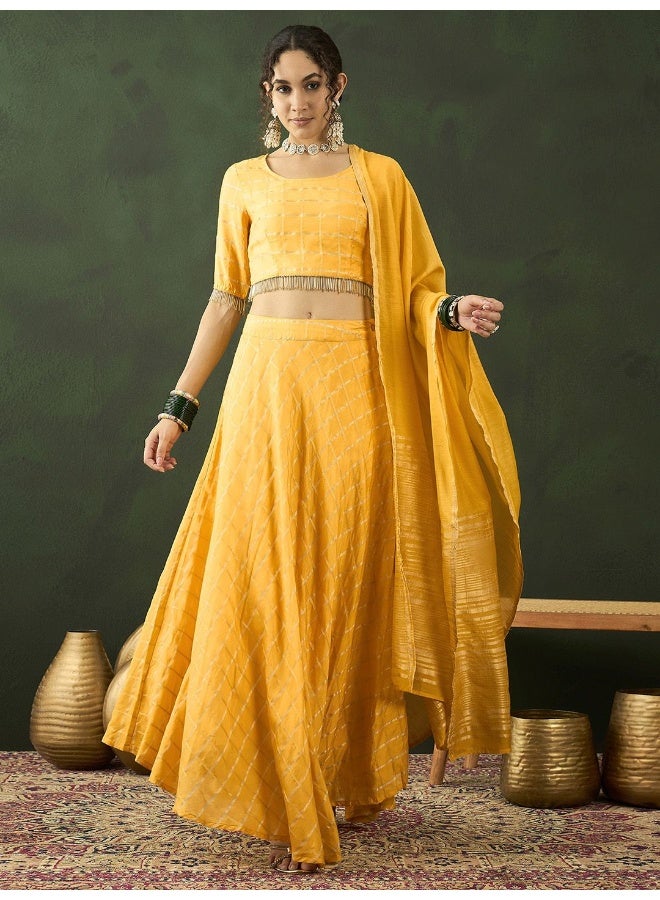 AKS Yellow Chanderi Lehenga Choli  - Image 2