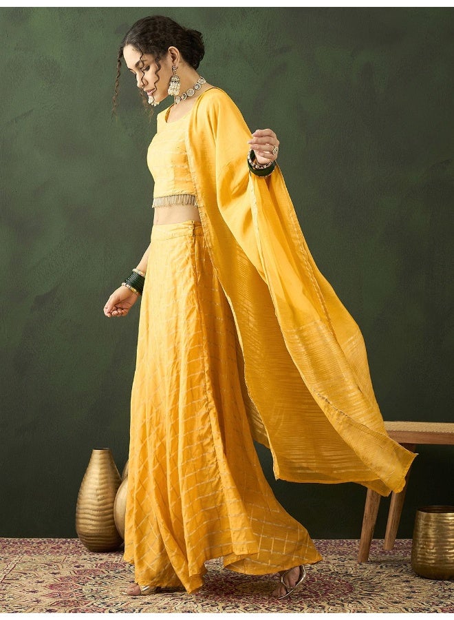 AKS Yellow Chanderi Lehenga Choli  - Image 4