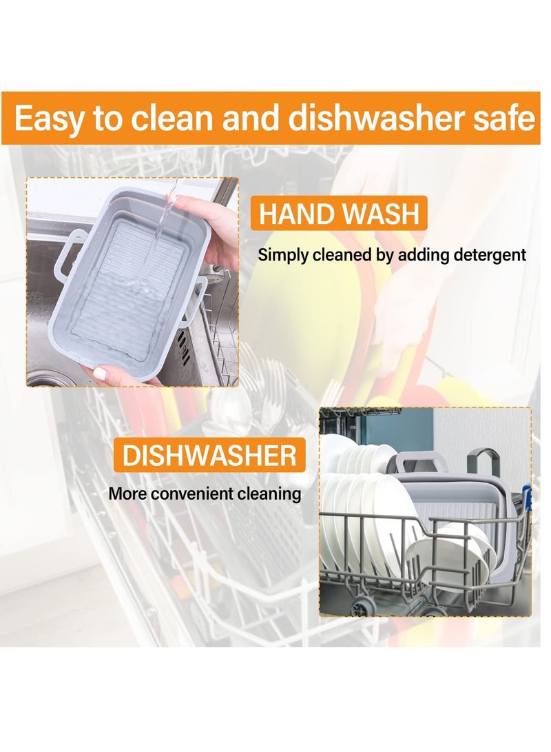 Air Fryer Silicone Pot, 2 PCS FOLDABLE Silicone Air fryers Liners,Reusable Dual Basket Accessories, Replacement of Flammable Parchment Liner Paper Easy to Cleaning for Ninja 201、410、510(Double Gray) - Image 2