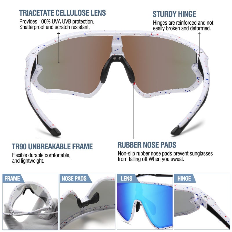 DUCO Kids Sunglasses Youth Baseball Sun Glasses Lightweight TR90 Frame UV400 Sports Cycling Shades for Boys Girls DK268 - Image 5