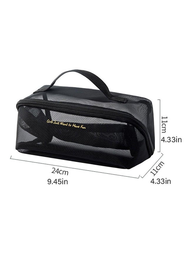 O Ozone Portable Mesh Cosmetic Bag Transparent Simple Toiletry Bag for Makeup Storage And Travel Organizer Makeup Bag Storage Pouch with Handle- Grey  - Image 3