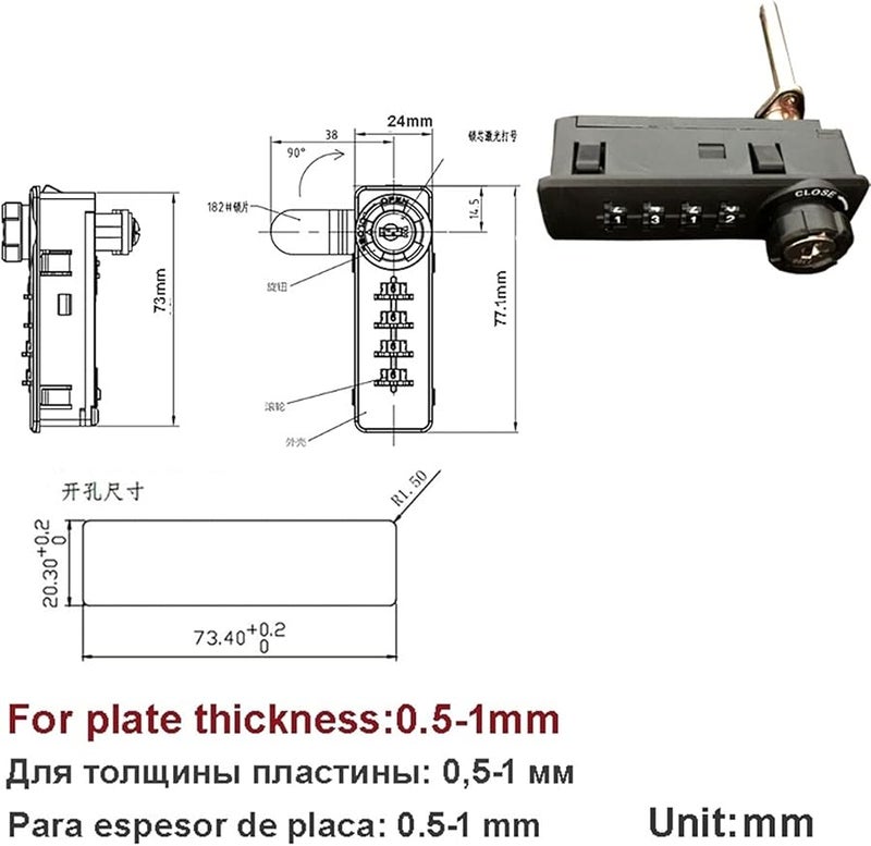 MS514 4 Digit Combination Cabinet Cam Lock with Reset Key for Door Drawer Jewelry Box - Image 3
