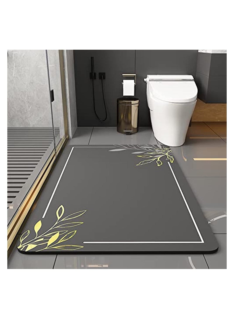 GGEROU Non Slip Bath Mats for Bathroom Absorbent Quick Dry Floor Mats Thin Bathroom Rug Washable Carpet Dark Grey 40*60cm - Image 1