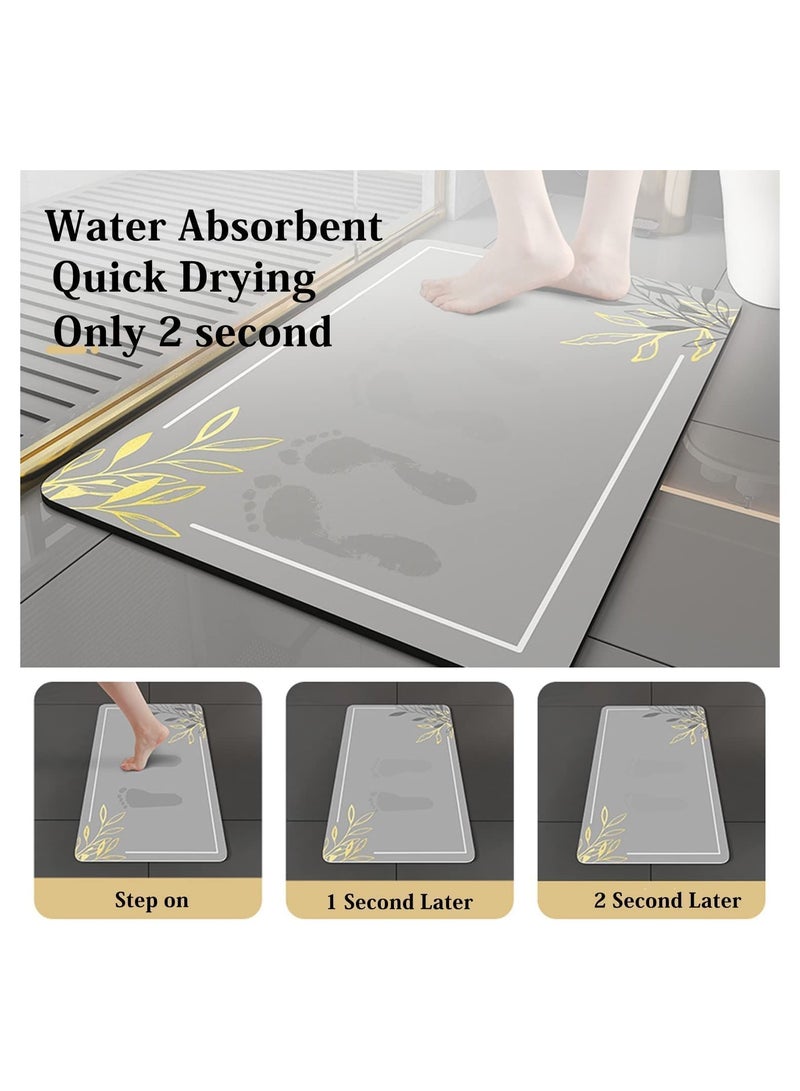 GGEROU Non Slip Bath Mats for Bathroom Absorbent Quick Dry Floor Mats Thin Bathroom Rug Washable Carpet Dark Grey 40*60cm - Image 4