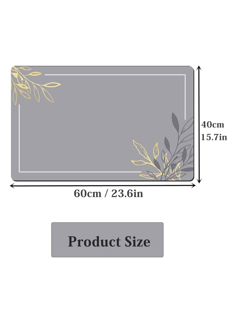 GGEROU Non Slip Bath Mats for Bathroom Absorbent Quick Dry Floor Mats Thin Bathroom Rug Washable Carpet Dark Grey 40*60cm - Image 2