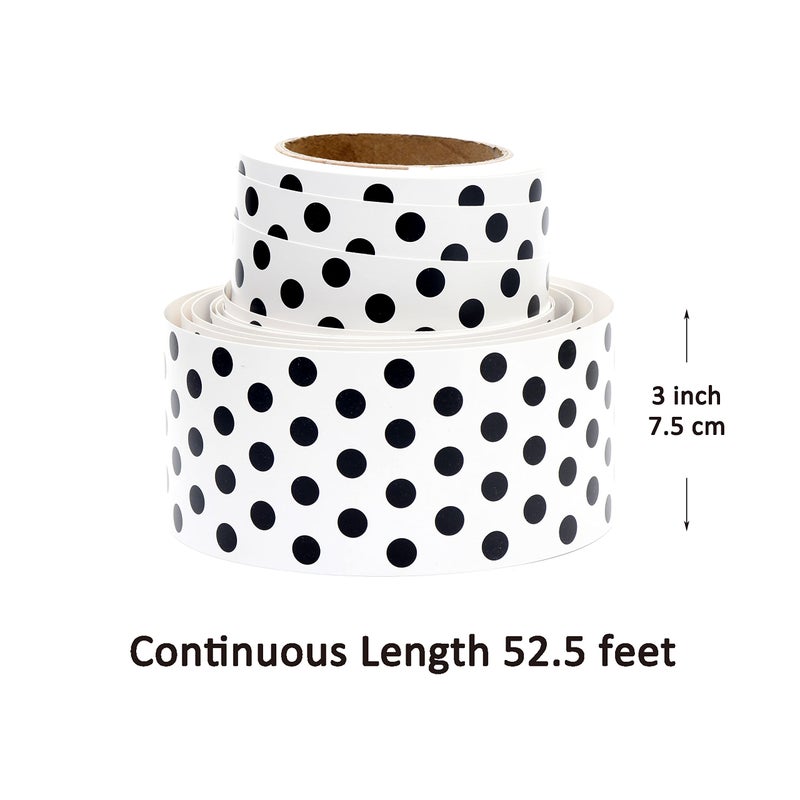 Youngever 52.5 ft Bulletin Board Borders Confetti Border for Classroom Decoration (White Polka Dot Design) - Image 2