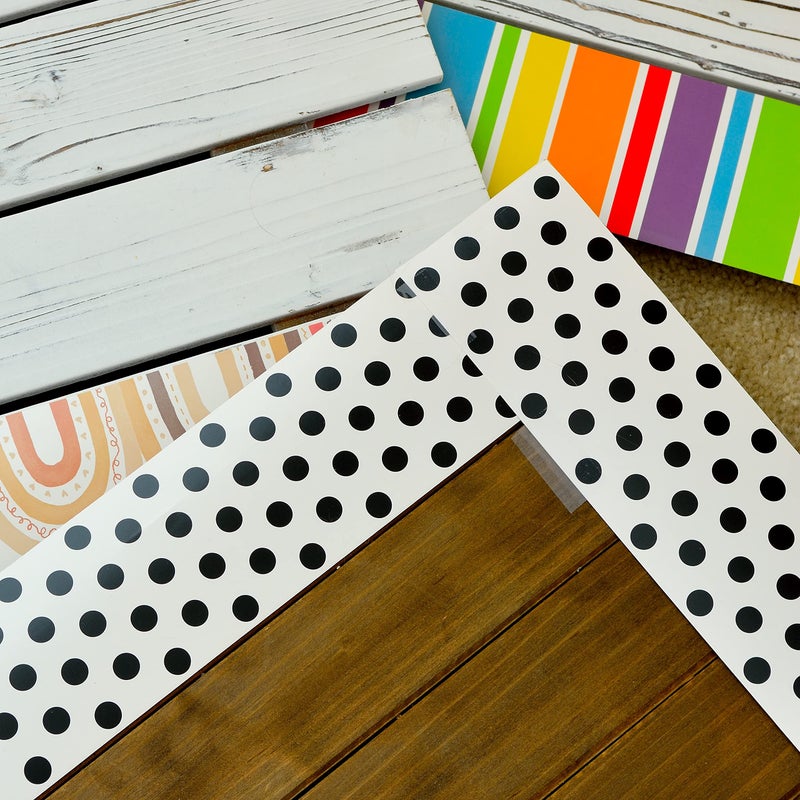 Youngever 52.5 ft Bulletin Board Borders Confetti Border for Classroom Decoration (White Polka Dot Design) - Image 3