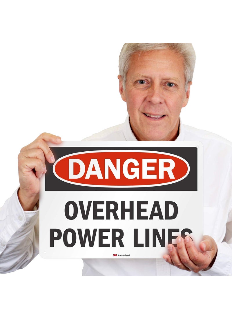 SmartSign Danger  Overhead Power Lines Sign By SmartSign  10 x 14 3M Reflective Aluminum  - Image 4