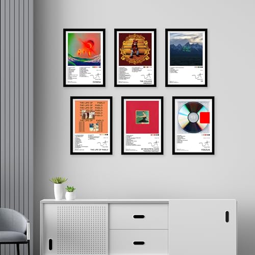 CodersParadise Wood Kanye West Wall Poster Frames - Pack Of 6 | 8 X 12Cm (A4 Size) | Framed Posters For Living Room, Bedroom, Home And Office - Image 4